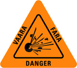 Danger tarra ultraan 130x115mm